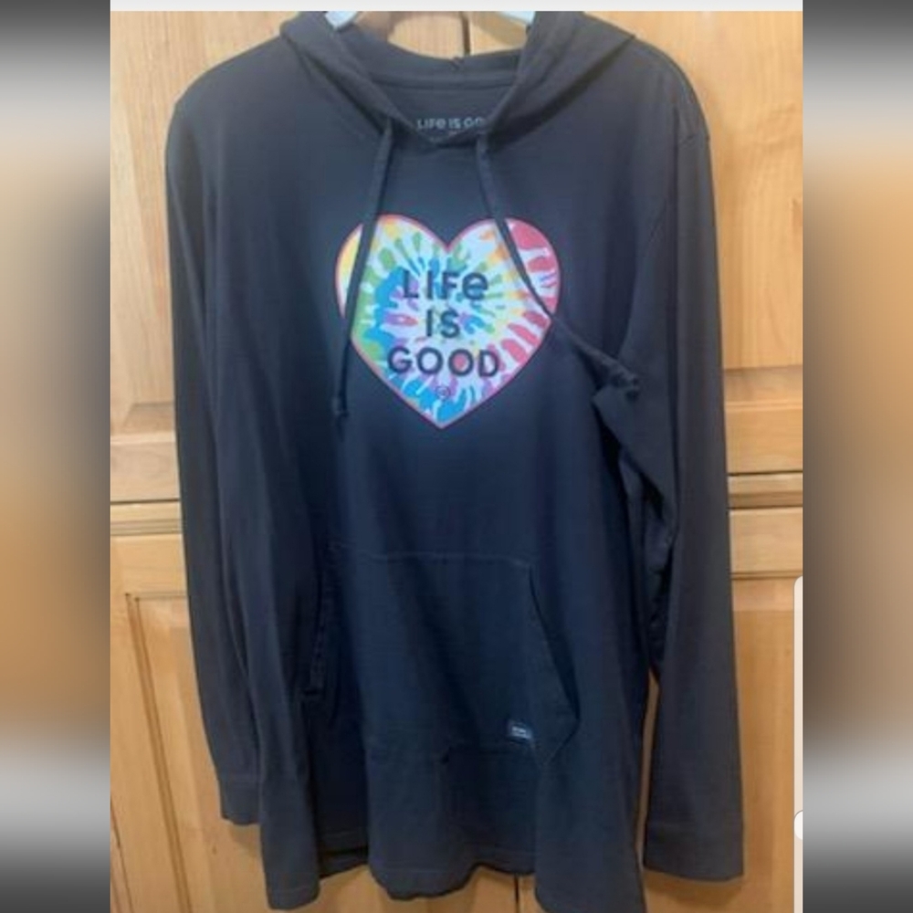 Life is Good Hooded Crusher Tee Size L